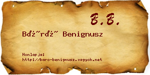 Báró Benignusz névjegykártya